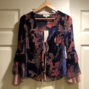 Tie front bell sleeve top